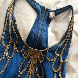 Free People Blue Zippered Top
